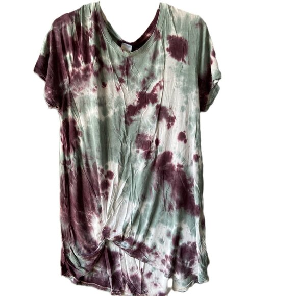 Time and Tru Tie Died Purple\Green T-Shirt L 12-14 - Picture 1 of 6